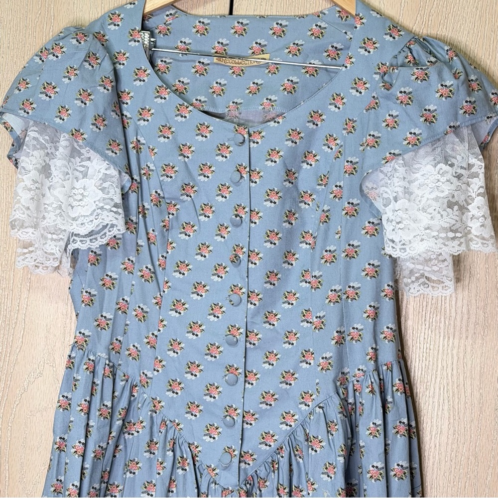 Recollection Mona Print Prairie Cottage Core Pioneer Vintage Style Cotton Dress - Picture 6 of 15